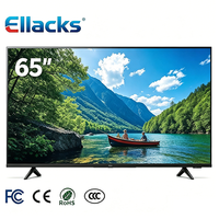 Ellacks 65 Inch 4K UHD QLED Frameless Smart TV Google Android HDR10 LED Backlit Bersertifikasi CE CB untuk Penggunaan di Kamar Mandi & Hotel