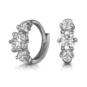 2025 fábrica al por mayor exquisita moda hermosa exquisita pequeña sólida 14K oro tres piedras CZ círculo pendientes - Product Image 3