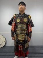 Armure complète de guerrier de la dynastie Ming, tenue historique chinoise à écailles dorées, pour reconstitution historique, collection