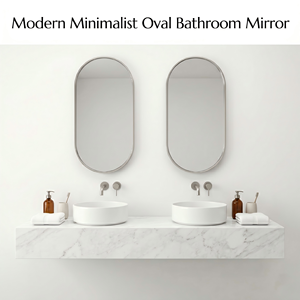 Kingstin <span class=keywords><strong>Miroir</strong></span> <span class=keywords><strong>Salle</strong></span> <span class=keywords><strong>de</strong></span> <span class=keywords><strong>Bain</strong></span> Ovale Moderne, Cadre Inox Brossé, <span class=keywords><strong>Miroir</strong></span> Mural Minimaliste, Personnalisable - Product Image 1