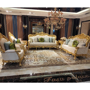 Ensemble de canapés modulables au design français de luxe Pieds en bois doré Style royal pour hôtel Villa-Exquisite Parisian Style Dubai - Product Image 5