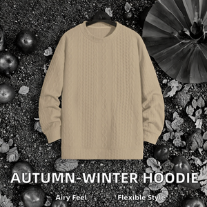 <b>Women's</b> Fashion Breathable <b>Hoodie</b> Autumn Winter Sweatshirt with Solid Color and Textured Loose Drop-Shoulder Versatile Style - Product Image 2