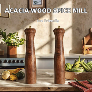 Acacia Solid Wood Eco-friendly Manual Grinder for Western Food Boxed Household Rotating Cylinder Spice <b>Mill</b> Pepper - Product Image 2