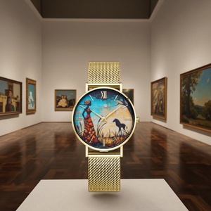 Reloj de Acero Inoxidable Dorado Personalizable para Mujer, Movimiento de Cuarzo Japonés, Estilo Único y Moderno, Esfera de Cristal de 18 mm, Chino - Product Image 3