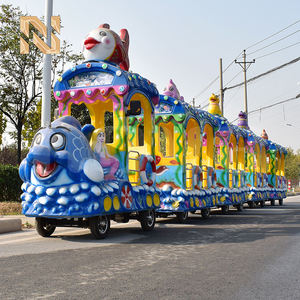 Train touristique sans rails sur le thème <span class=keywords><strong>de</strong></span> l'océan, 13 places, 48V, électrique, bleu, pour parc d'attractions, à vendre, fabricant direct - Product Image 4