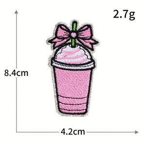 Nuevo Parche Termoadhesivo Bordado con Borde de Purpurina Plateada, Diseño de Copa de Vino Tinto de Verano, para Decoración de Sombreros y Bolsos - Product Image 6