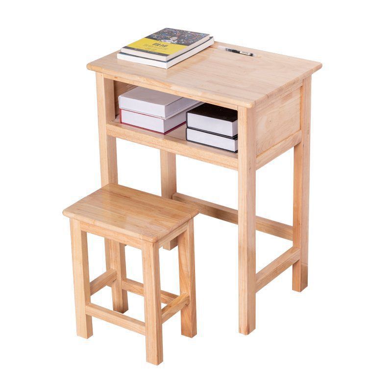 Table et tabouret simples en bois massif