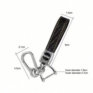 Customizable LOGO Embossed <b>Leather</b> Car Keychain Horn Zinc Alloy Hardware Car Keychain Pendant Best Selling Auto Accessories - Product Image 2