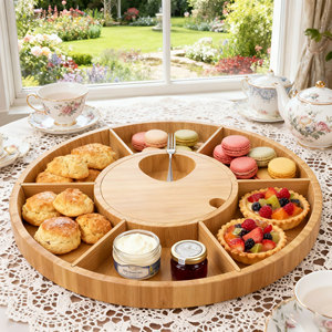 कस्टम डिजाइन सही उपहार पसंद बांस पनीर बोर्ड सेट Charcuterie थाली सेवारत घूर्णन ट्रे - Product Image 4