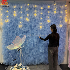 ฉากหลังดอกไม้ประดิษฐ์แบบตาข่ายสีฟ้า 3 มิติ สำหรับงานแต่งงาน งานเลี้ยงวันเกิด  รับสั่งทำตามแบบ - Product Image 1