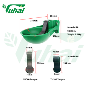 Nuova ciotola per bere il capezzolo della lingua verticale 2.6L per cavalli mucche maiali in acciaio inox Dispenser di acqua PP - Product Image 4