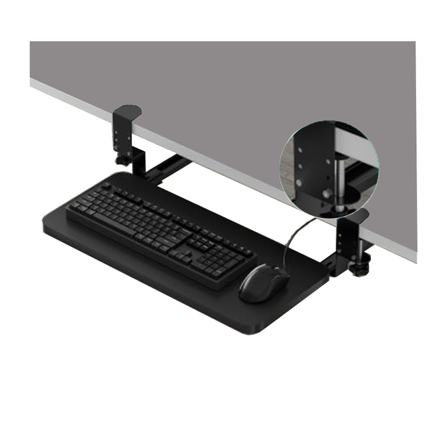 Long Barge Ergonomic Clamp-on Sliding Keyboard Tray Suitable for Home Office Desks