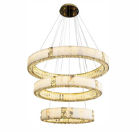 Lustre VEKO Villa en albâtre, lustre moderne en marbre et cristal pour salon à plafond haut