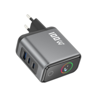 Chargeur GaN 100W UE/US, charge rapide PD PPS 100W, adaptateur d'affichage numérique intelligent TFT, chargeur GaN pour tablette, ordinateur portable, téléphone