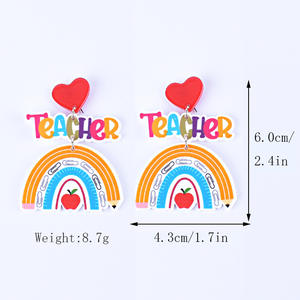 2025ต่างหูอะคริลิครูคน้ำหนักเบาสีสันดินสอห้อยต่างหูแอปเปิ้ลกลับไปโรงเรียนเครื่องประดับ - Product Image 4