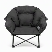 Chaise pliante de camping surdimensionnée et rembourrée, avec porte-gobelet et poche latérale, portable, pour extérieur, plage et pique-nique