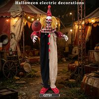 Nouvelle Décoration de Scène pour Halloween 2026 : Clown Électrique Lumineux de 1,8 m, Contrôlé par la Voix et Capteur, Idéal pour Maison Hantée et Salle Secrète