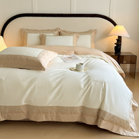 Parure de lit multi-pièces en satin de coton brodé et patchwork, luxe léger haut de gamme, artisanat exquis, ensemble de housse de couette