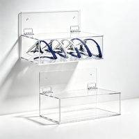Support mural et distributeur en acrylique transparent pour lunettes de sécurité avec couvercle, boîte de rangement pour masques et fournitures de laboratoire