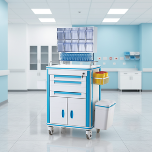 รถเข็นยาแบบมีล้อ ABS สำหรับการแพทย์ รถเข็นยาแบบสองด้าน ระบบล็อคกลาง รถเข็นยาพร้อมลิ้นชัก ผู้จำหน่ายรถเข็นยา - Product Image 1