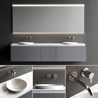 PA dinding dipasang lampu led cermin kayu lapis modern slate lemari kamar mandi vanity Unit