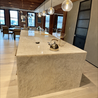 Dalle de quartzite Taj Mahal YDSTONE en pierre naturelle, blanc crème avec veines dorées, panneau mural poli en pierre naturelle, finition Bookmatch