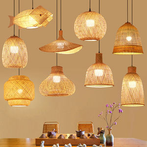 Lampadario di bambù per soggiorno sala da pranzo camera da letto ristorante E26 E27 di bambù luci a sospensione - Product Image 1