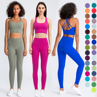 Conjunto de legging personalizado de alta compressão, conjunto de yoga, com sutiã de alto impacto, conjunto de academia, fitness, yoga