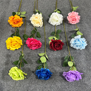 Bouquet de roses artificielles en soie, fleurs réalistes pour décoration de mariage, art floral pour salon, rose soleil unique moulée par injection - Product Image 2