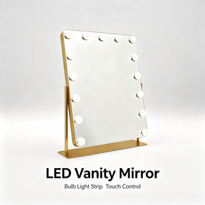 Hot Wall Mounted Hollywood <b>Vanity</b> Mirror with <b>LED</b> Bulbs Golden Metal Frame Touch Control Makeup Mirror for Dressing Room - Product Image 1