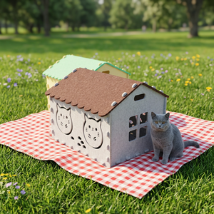 Lit pour <span class=keywords><strong>chat</strong></span> <span class=keywords><strong>en</strong></span> fibre de polyester doux pour les animaux, durable, type villa pour chats <span class=keywords><strong>heureux</strong></span> - Product Image 3