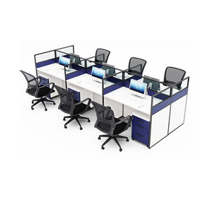 Muebles de oficina de diseño moderno, escritorio de oficina con pantalla de partición de aleación de aluminio, vidrio templado, blanco, más nuevo - Product Image 6