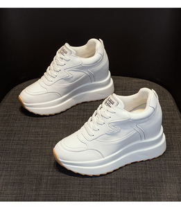 <span class=keywords><strong>Scarpe</strong></span> Casual Estive da Donna Taglie Forti, Nuovo Stile <span class=keywords><strong>con</strong></span> Zeppa e Suola Spessa, Sneakers Allacciate in Pelle PU per Camminata - Product Image 6