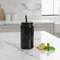 Bouteille isotherme personnalisée 16oz à double paroi en acier inoxydable coloré par sublimation, avec couvercle et paille colorée, idéale pour les fêtes et les cadeaux