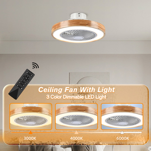 Wood 19.7'' <b>Ceiling</b> Fans With <b>Lights</b> <b>Remote</b> <b>Control</b> Modern LED 3 Color Dimmable Lighting 6 Speeds All Copper Motor - Product Image 4