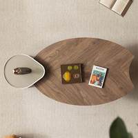 Table basse ovale de style antique, design créatif minimaliste, table centrale en bois pour la maison, table de salon avec rangement, table à thé