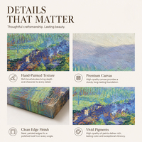 Peinture à l'huile abstraite Village Smoke sur toile, Train à vapeur, Vallée forestière, Impressionniste, Taille personnalisée, Vente en gros directe usine