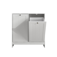 Panier à linge moderne inclinable avec panier amovible, armoire de rangement dissimulée, organisateur autoportant pour salon, blanc
