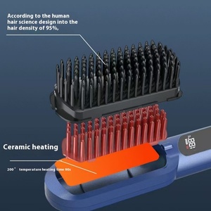 Portable Straight Hair Comb Travel Small Charging Fashion Color Matching PTC Digital LED Wireless Hair Straightening <b>Brush</b> - Product Image 4