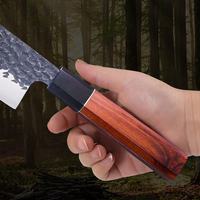 Couteau à découper professionnel de style japonais, 7,5 pouces, couteau à viande de haute qualité, lame forgée martelée avec manche en bois de santal rouge