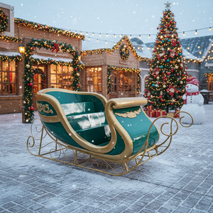Traîneau de Noël géant en fibre de verre de 300 cm, taille réelle, avec sièges, pour extérieur commercial, durable, imperméable, décoration de centre commercial - Product Image 1