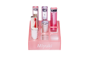 Organisateur de maquillage en acrylique transparent rose personnalisé en gros, présentoir cosmétique multi-compartiments, support de stylos de bureau, logo OEM personnalisé - Product Image 6