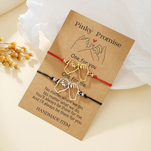 Conjunto de pulseras Pinky Promise para parejas, amuleto de amor, joyería hecha a mano de acero inoxidable para amantes, regalo unisex - Product Image 3