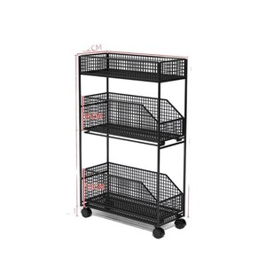 Многофункциональная передвижная Бытовая кухонная стойка напольная тележка с многослойной металлической корзиной для овощей и игрушечным артефактом - Product Image 3