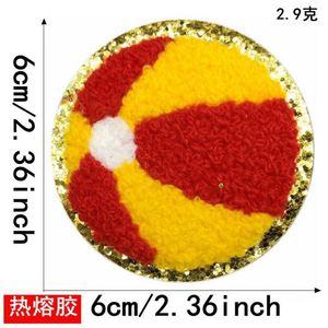 Nouveau Patch en Chenille Thermocollant à Bordure Dorée Scintillante, Motifs Beach Volley, Pantoufle, Chapeau de Soleil et Noix de Coco, pour Vêtements et Sacs - Product Image 3