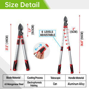 6 Level <strong>Telescopic</strong> <strong>Loppers</strong> 65 Manganese Steel Heavy Duty Branch Trimmer Rubber Anti-Slip Grip Hedge Shears Garden Fruit <strong>Tree</strong> - Product Image 6
