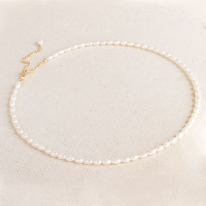 Collar de perlas de agua dulce, Gargantilla de perlas delicadas - Product Image 1