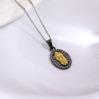 Pendentif ovale Madonna tendance en zircon incrusté, bijou religieux de luxe bicolore électroplaqué, vente chaude pour femme