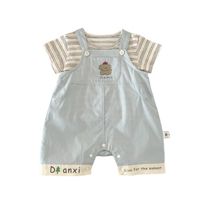 Ensemble 2 pièces d'é<span class=keywords><strong>t</strong></span>é pour bébé garçon : <span class=keywords><strong>T</strong></span>-<span class=keywords><strong>shirt</strong></span> pull à manches courtes rayé et body, en coton respirant, avec poches intégrées - Product Image 6