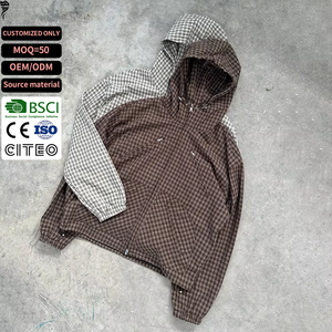 Custom Plaid <b>Waterproof</b> Windbreaker Check Outdoor <b>Rain</b> <b>Jacket</b> <b>for</b> <b>Men</b> - Product Image 1